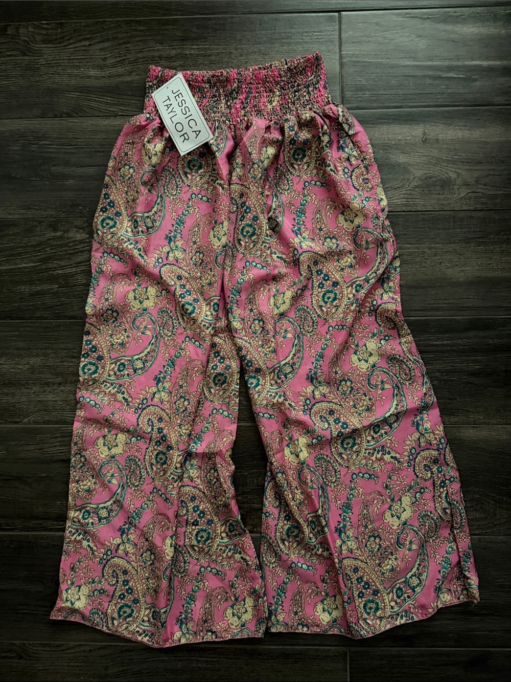 Jessica Taylor Pink Paisley Wide-Leg Pants
